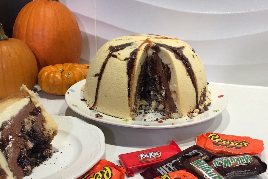Leftover Halloween Candy Ice Cream Bomb Cake
